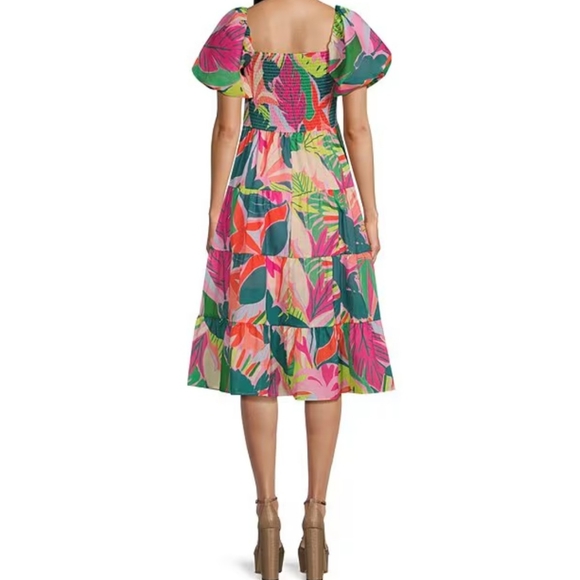 NWT-💚❤️💙Julia Jordan-Multi Colored Puffy Sleeves Can Can Summer Dress Size 12 - Picture 16 of 16